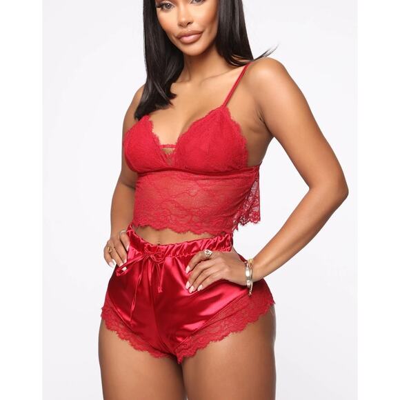 Fashion Nova - Dream Of Me Two Piece PJ Set in Red - Picture 3 of 3